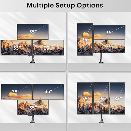 Triple Monitor Mount for up to 35’’ Ultrawide Screens, Heavy Duty,Black