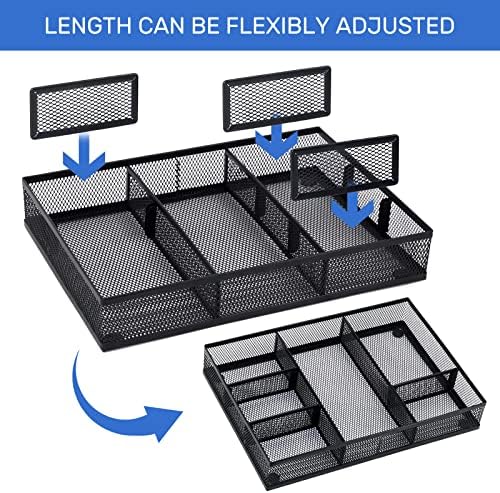 Neudeco Desk Drawer Organizer, 4 Pack Metal Mesh, Black