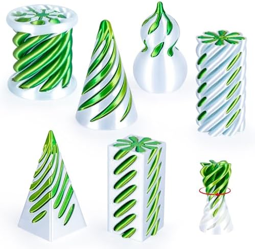 3D Printed Fidget Toys (6 Pack), Impossible Cone & Pyramid Spiral Toy, Optical Illusion Passthrough Desk Toys for Adults & Kids, Stress Relief Sensory Fidgets for Anxiety, Cool Office Gifts, Pack2