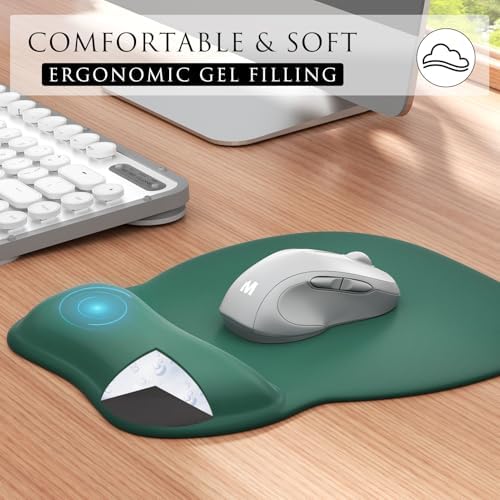 MROCO Ergonomic Mouse Pad with Gel Wrist Rest, 9.4 x 8.1 in, Forest Green