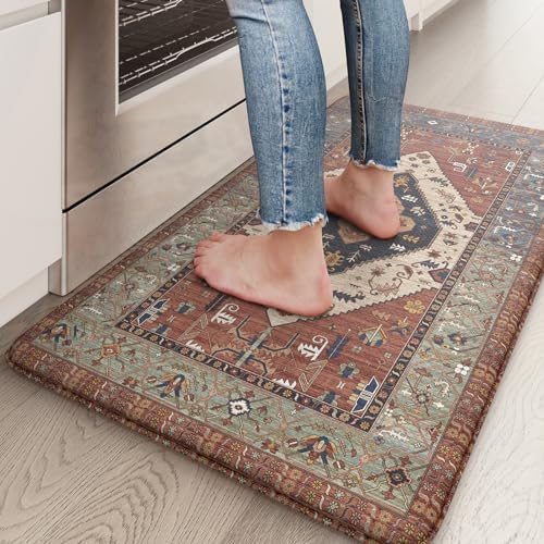 KIMODE Anti Fatigue Kitchen Mats for Floor,Vintage Cushioned Kitchen Rugs