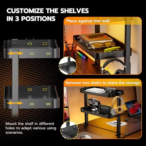 ARES WING 2-Tier 16 inch Clamp On Desk Shelf, Above or Under Desk Storage