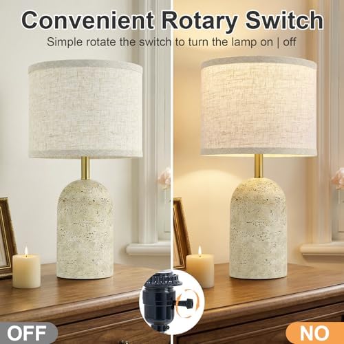 GyroVu Table Lamps Set of 2, Resin Bedside Lamps for Living Room Bedroom