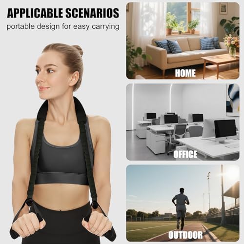 Neck Stretcher Exerciser, Cervical Traction Device for Pain Relief, 30-35lbs Cervical Collar Exerciser with Wider Padding for Spine Alignment & Posture Correction, Portable Neck Relaxer (Black)