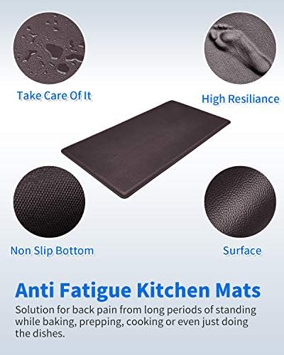 SIXHOME Kitchen Mat Set of 2 Anti Fatigue Standing Mat for Kitchen, Office, Laundry Room and Stand-up Desks Brown
