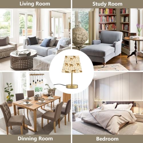 3-Way Dimmable Table Lamp Tigers Leaves Bedside Nightstand Lamp for Bedroom, Desk Lamp for Reading Study & Home Office, LED Bulb Included S