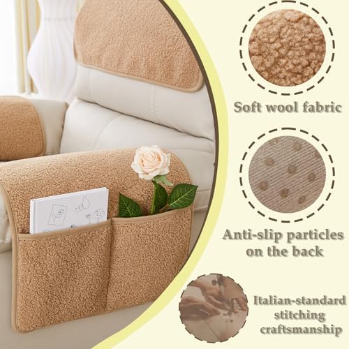 Armrest Covers for Recliner set of 3 Couch Arm Covers with Pockets for Sofa