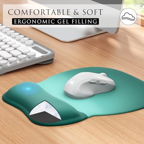 MROCO Ergonomic Mouse Pad with Gel Wrist Rest, 9.4 x 8.1 in, Green Gradient