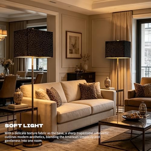 GO&SO Large Rectangle Lamp Shades Set of 2,16"Lx8"W x10"H Black Leopard