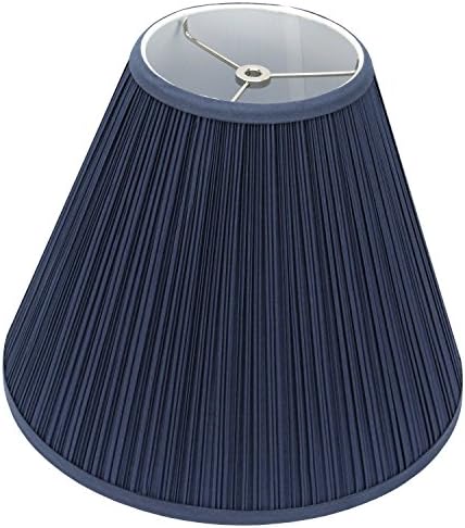 FenchelShades.com 6" Top Diameter x 14" Bottom Diameter x 12" Slant Height Fabric Barrel Lampshade Spider Attachment (Pleated Navy Blue)