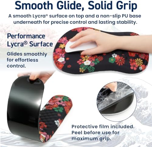 BELLEMOND Japanese Mouse Pad with Wrist Rest | Ergonomic Memory Foam, Large