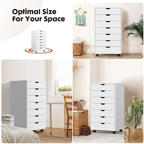 OLIXIS 7 Drawer File Cabinet on Wheels, Printer Stand