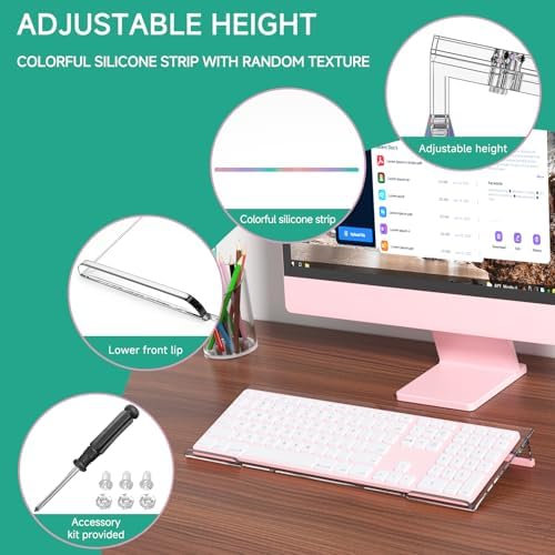 Ergonomic Computer Keyboard Stand - Adjustable Keyboard Riser Tilt Clear Acrylic Keyboard Tray Non-Slip Elevated Typing Key Board Holder Lift for Home Office Desk Accessories