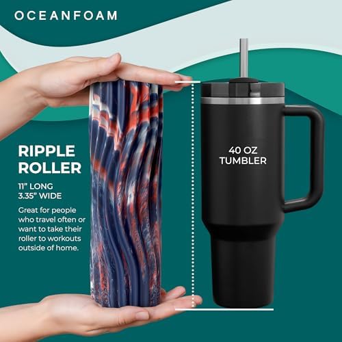 Oceanfoam Ripple Small Foam Roller (Red, Dark Navy & Natural Marbled)