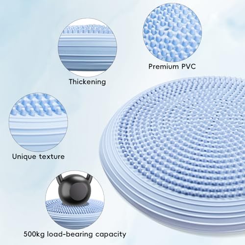 3 Pcs Inflated Wobble Cushion, Wiggle Seat & Balance Pad for Exercise, Home Yoga Balance Stability Training, Strengthen Core Muscles, Improve Posture, Balance Disc with Pump