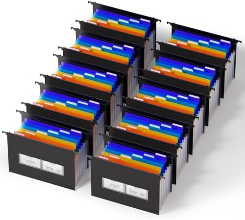 ThinkTex 10-Pack Hanging File Folders with 7 Expanding Pockets