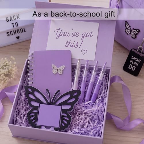 Purple Butterfly Sticky Note Holder Large Wood Notepad Dispenser