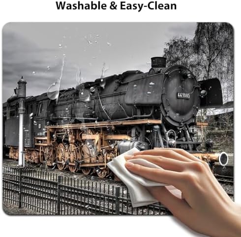 9.5x7.9 Inch Office/Gaming Mouse Pad, Vintage Fashioned Train Retro Old Locomotive Classic Steam Engine, Cute Anti-Slip Mat for Desk Decor