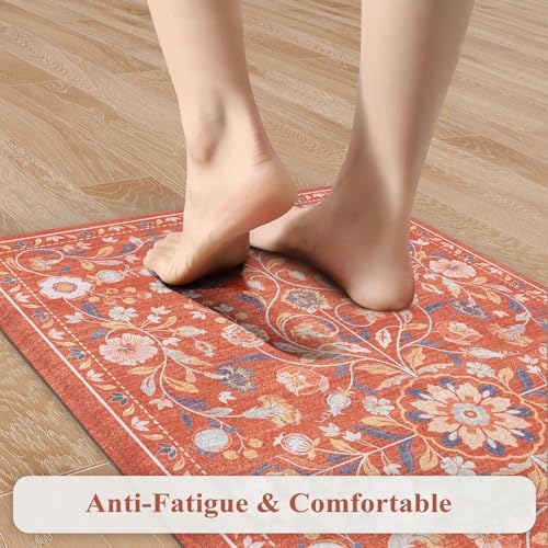 KIMODE Anti Fatigue Mat for Kitchen Floor,Cushioned Kitchen Rugs Sets of 2