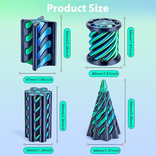 4 Pack Impossible Cone Fidget Toy, 3D Printed Spiral Pyramid Passthrough Gadget, Sensory Stress Relief Desk Toys for Kids & Adults, Optical Illusion Gift for ADHD/Anxiety