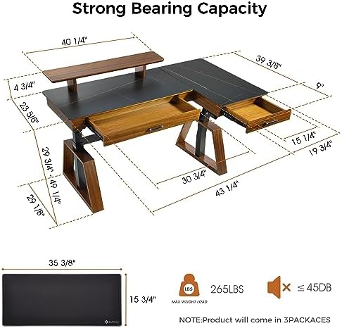 EUREKA ERGONOMIC 63" L-Shaped Standing Desk with Dual Drawers, Height Adjustable Sit-Stand Executive Desk with Monitor Stand, Right, Black
