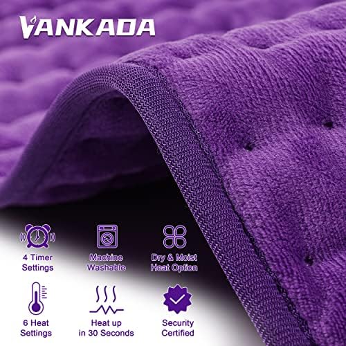Heating Pad Electric Heat Pad, Hot Heated Pad,Multiple Temp and Timer Settings,Suitable for Shoulders, Neck, arms, Abdomen, Back, Legs, etc (Deep Purple, 24"X20")