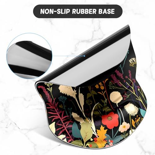 ITNRSIIET Ergonomic Mouse Pad with Gel Wrist Support Small Wrist Rest Smooth Surface Non-Slip PU Base Comfortable Office Supplies Pain Relief, 8.7 x 7.2 inches, Pretty Flowers Plants