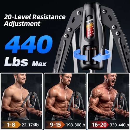 EAST MOUNT Twister Arm Exerciser, Adjustable Hydraulic Resistance 22–440 lbs, Arm Chest & Shoulder Strength Trainer for Home Workouts, Upper Body Muscle Builder, Fitness Training Equipment