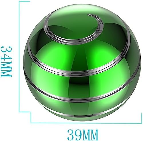 Kinetic Spinning Desk Toy Metal Fidgets ADHD 1.54in Green Silver
