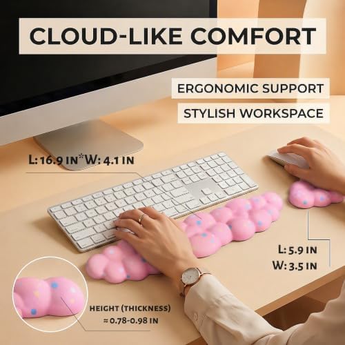 Cloud Wrist Rest Set for Keyboard & Mouse. Silky Fabric Surface