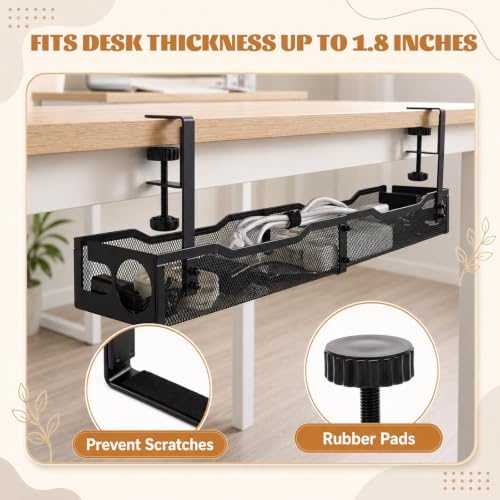 98 Pcs Cable Management, 25" No Drill Under Desk Cord Organizer