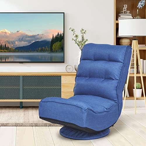 COSTWAY Folding Floor Chair, Adjustable 5-Position Swivel Gaming Chair