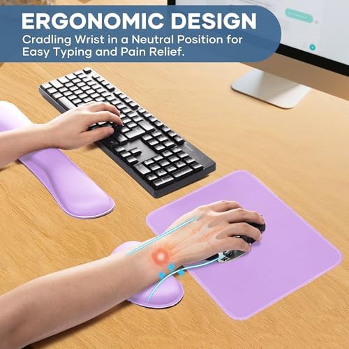 Office Ergonomic Memory Foam Computer Mouse and Keyboard Wrist Rest pad Support Carpal Tunnel, Wrist Rest for Keyboard and Mouse, Wrist Support Set