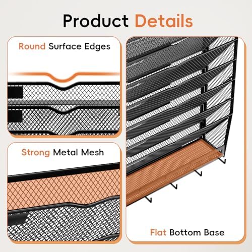 13-Tier Wall File Organizer with Hook, Hanging File Organizer Black