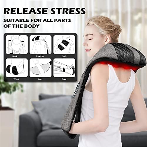 Blue Elf Shiatsu Neck Back Massager,Kneading Electric Massager with Heat