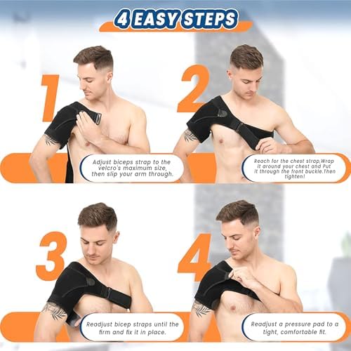 Shoulder Brace, Adjustable Small Size Shoulder Support for Men and Women Spoorts and Relife of Pain (Black) S