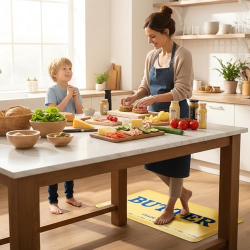 MSJGA Butter Rug Kitchen Rugs Floor Cushioned Anti-Fatigue Mat 17.3"x28"
