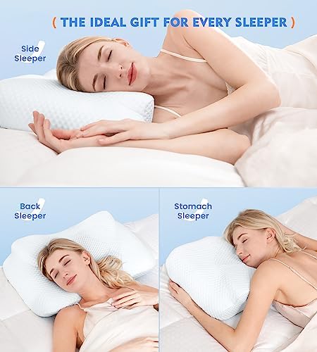 Osteo Cervical Pillow for Neck Pain Relief, Hollow Design Odorless Memory Foam Pillows with Cooling Case, Adjustable Orthopedic Bed Pillow for Sleeping, Support for Side Back Sleepers