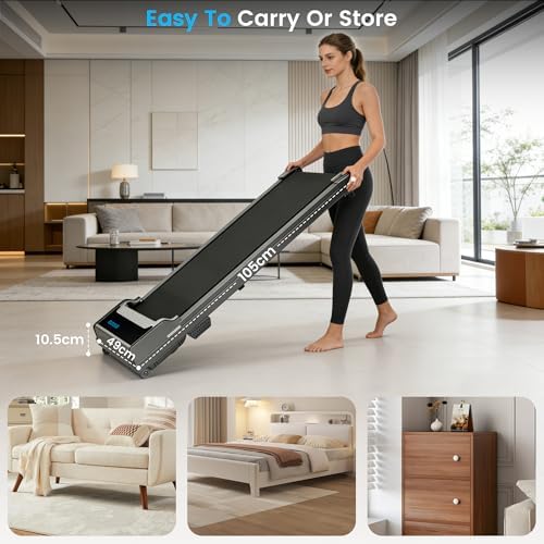 Walking Pad Treadmill for Home - Under Desk Walking and Running with Remote Control Portable Electric Machine Adjustable Slim Compact with 0.6-4.0MPH Modes Max up 265 Lbs for Home Office