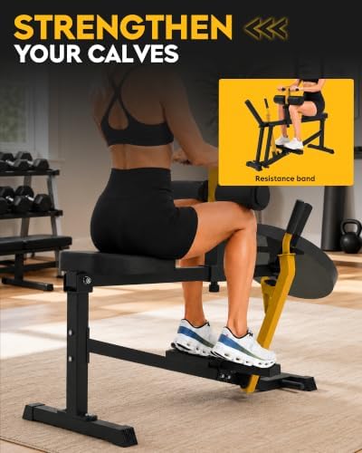 Seated Calf Raise Machine Adjustable: Calf Workout Machine with Band Pegs for Leg Training and Exercise Home Gym Equipment