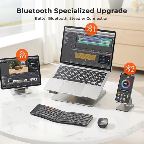 MEETION Foldable Keyboard and Mouse, Portable Bluetooth Combo