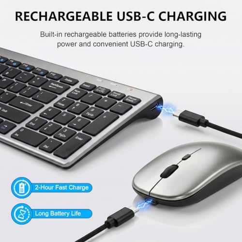 Wireless Keyboard and Mouse Combo, Ultra Slim Switch Scissor, Silent Design