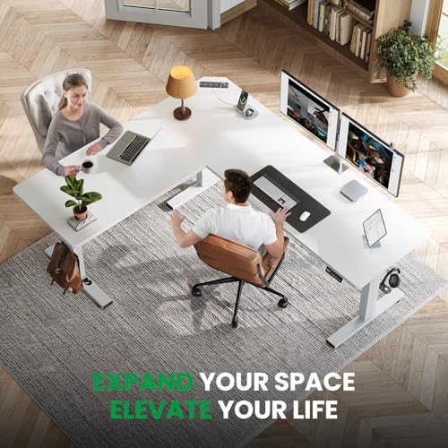 SIAGO 63x55 Inch L-Shaped Standing Desk with Charging Station Corner Desk