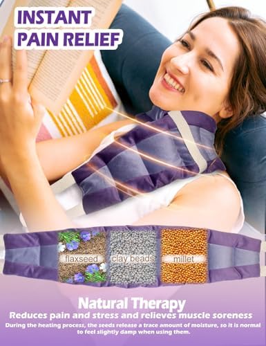 Microwavable Heating Pad, Neck‑Shoulder Wrap with Handles, Unscented
