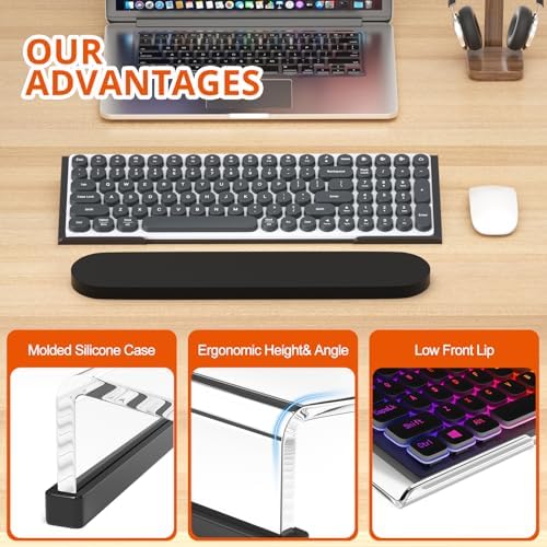 Richboom Ergonomic Computer Keyboard Stand - Tilt PC Keyboard Stand Riser for Easy Typing, Acrylic Keyboard Tray Holder for Office Desk, Home, School, with Silicone Anti-Slip Case, Black