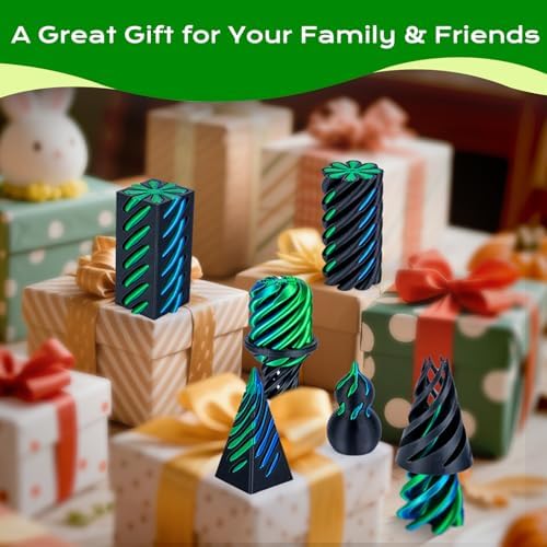 3D Printed Fidget Toys (6 Pack), Impossible Cone & Pyramid Spiral Toy, Optical Illusion Passthrough Desk Toys for Adults & Kids, Stress Relief Sensory Fidgets for Anxiety, Cool Office Gifts, Pack4