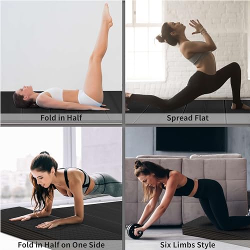 Extra Wide & Large Foldable Yoga Mat, 72" x 48", 6mm/8mm Thick