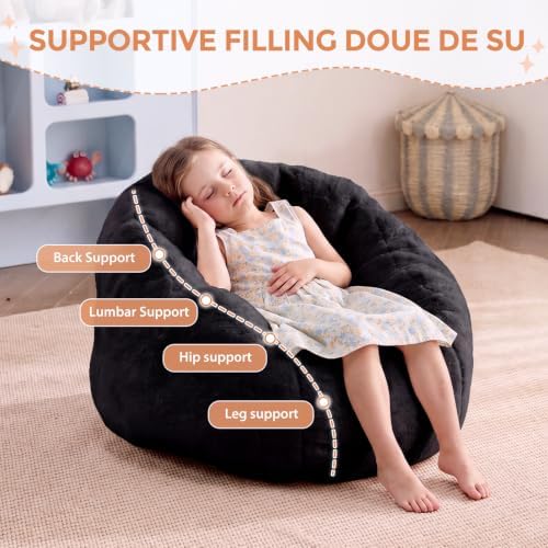 HUGHEAVEN Kids Bean Bag Chair, Small Memory Foam Sofa, Ages 3+