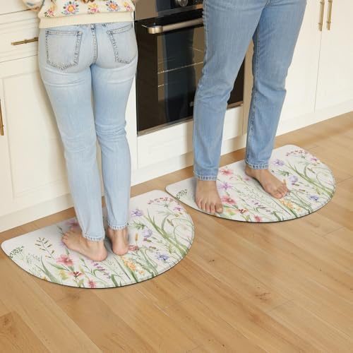KIMODE Anti Fatigue Kitchen Mats for Floor,Half Moon Kitchen Rugs Sets of 2