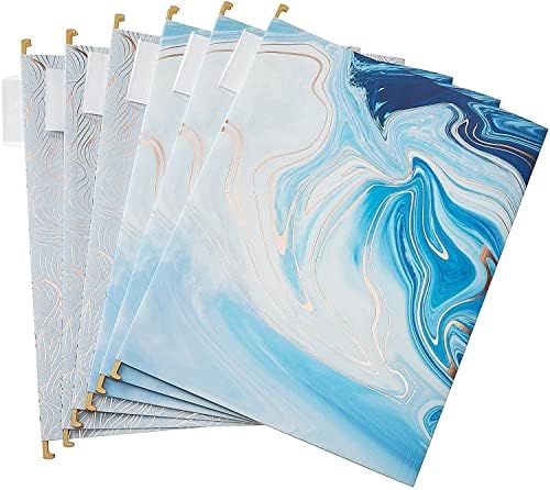 6 Pack Hanging File Folders Filing Cabinet Organizer Letter Size 1/5 Cut Adjustable Tabs Decorative for Home Office School Classroom, Gilding 9.3” x 12.8”…
